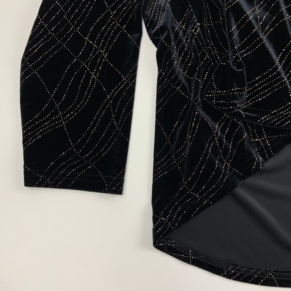 CB Collections Cardigan Womens Medium Collared Long Sleeve Black Gold Shimmer - Picture 4 of 6